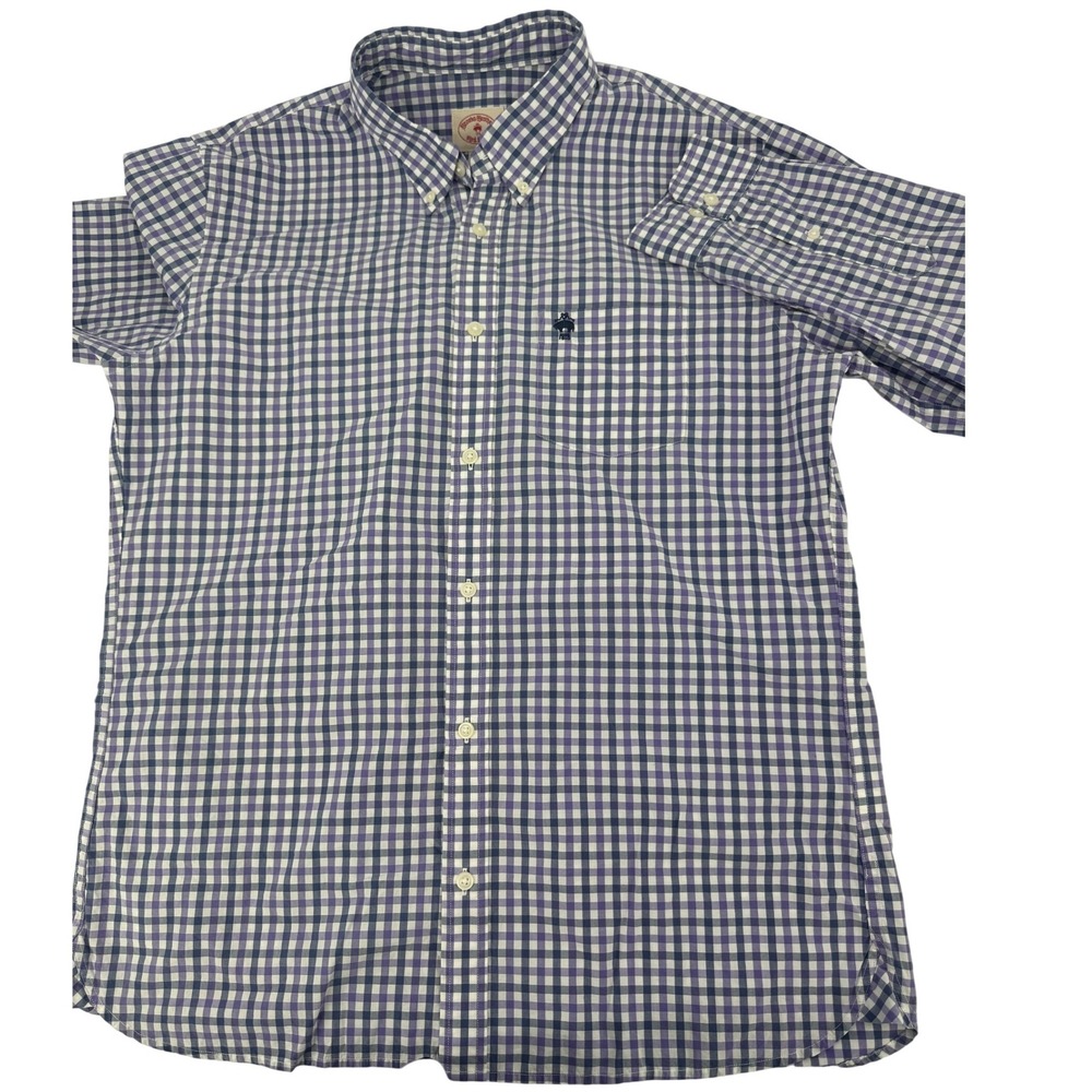 Brooks Brothers Shirt XL Red Fleece Purple‎ White Gingham Button  Classic Preppy
